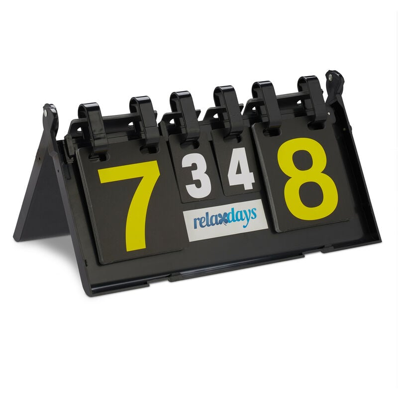 Relaxdays Tableau de score tableau de points ping pong tennis de table, noir