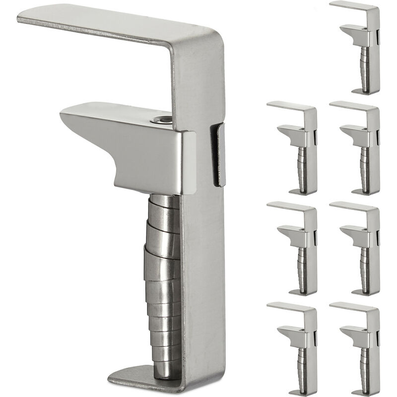 Relaxdays - Tablecloth Clamps, Set of 8, Adjustable Table Clips, Stainless Steel, For Tabletops Up to 4 cm Thick, Silver