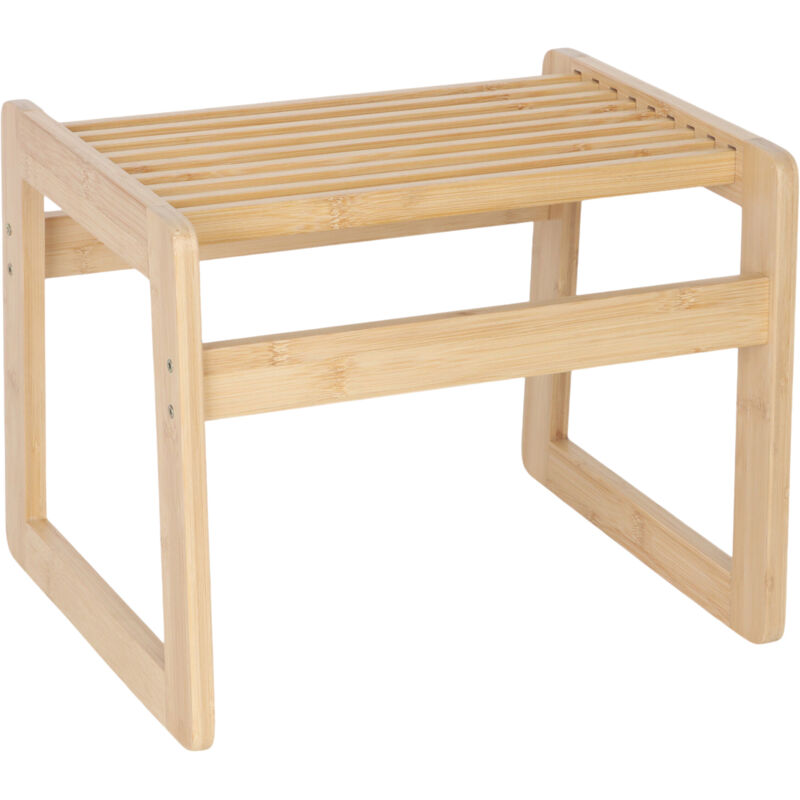 Relaxdays Tabouret en bambou compact à lattes - sauna - 30x38x33 cm - banc couloir/salle de bain, naturel