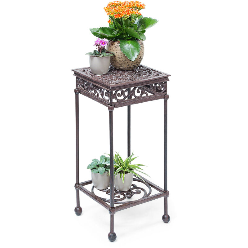 Tabouret plantes fleurs fonte support table appoint carrée table fleurs plantes 50,5 x 24 x 24 cm, bronze - Relaxdays