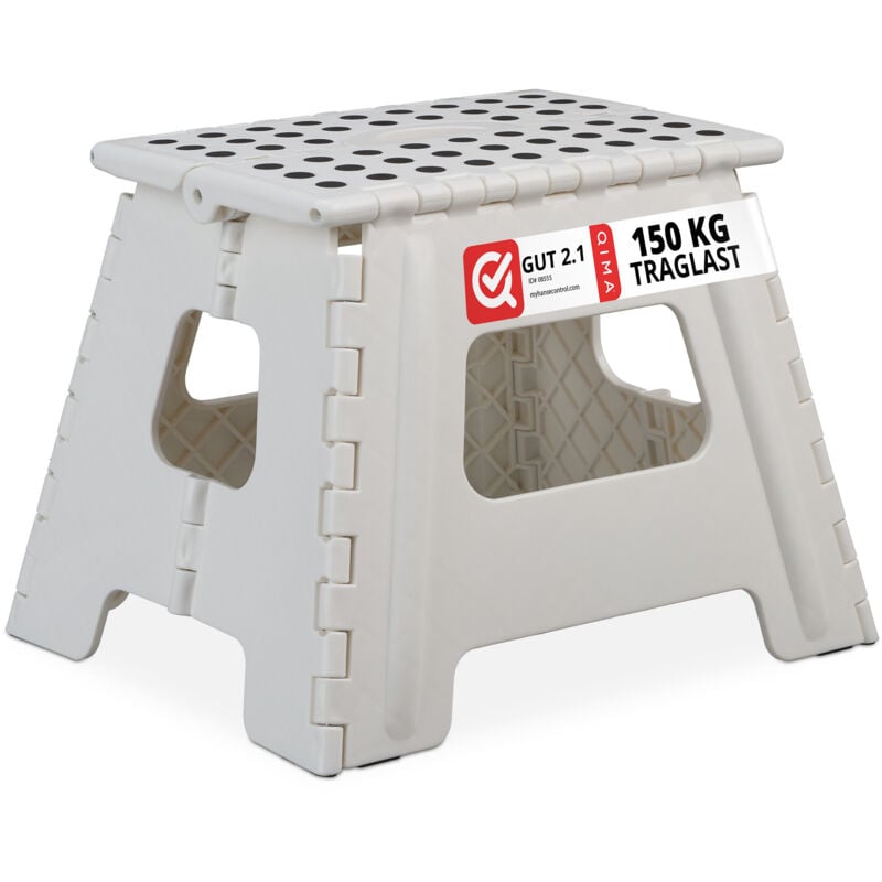 Relaxdays - 10x Tabourets pliants, taille l, portable, escabeau de salle de bain, 120 kg, plastique, 32,5 cm de haut, blanc