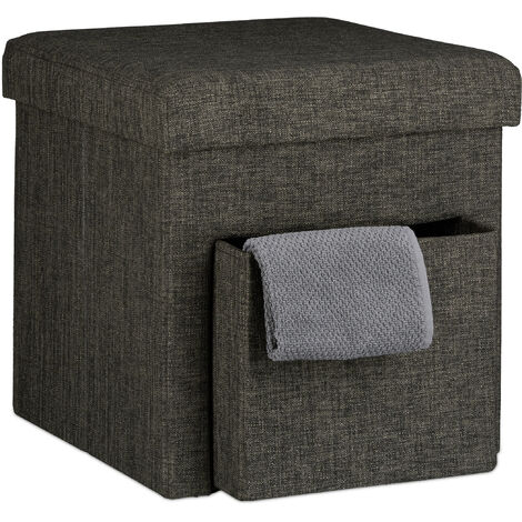 Taburete sofá taburete almacenamiento otomano cubo caja de almacenamiento  de lino con tapa con bisagras reposapiés reposapiés de madera, carga máxima