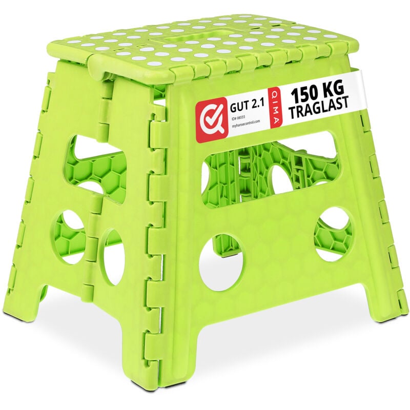 Tabouret pliable, plastique, 1 marche, marchepied pour enfant, hlp: 32,5x37x30 cm, max. 120 kg, vert - Relaxdays