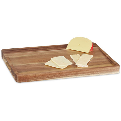 Trade Shop - Tagliere Legno Rotondo Affetta Pane Salumi Carne Pizza Con  Manico 41x30cm 74198