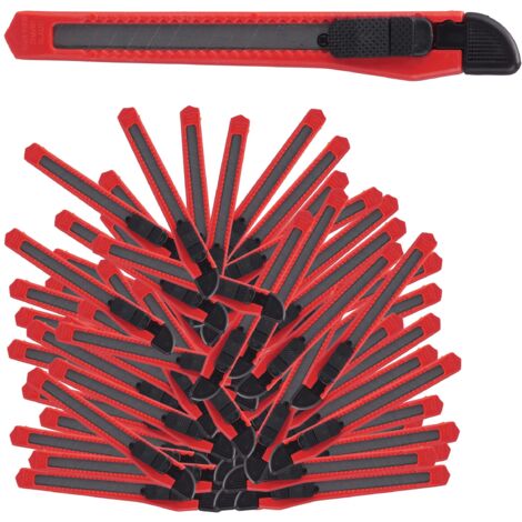 Relaxdays Taglierini in Set da 100, a Scatto, Lama da Spezzare Larga 9 mm, per Cartone, da Bricolage, rosso