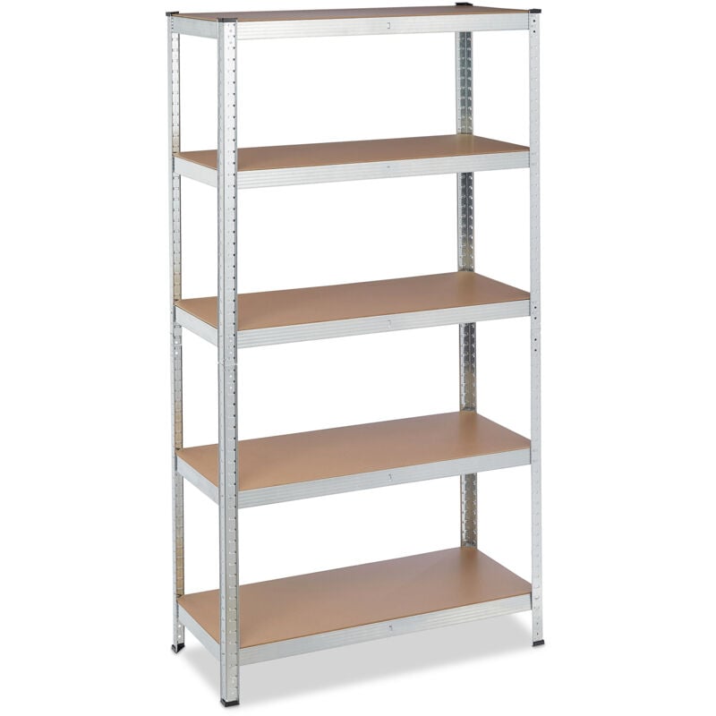 Tagère charge lourde, Lot de 2, Meuble de rangement à clip,5 étages, cave, garage 875kg, 180x90x40 cm, blanc - Relaxdays