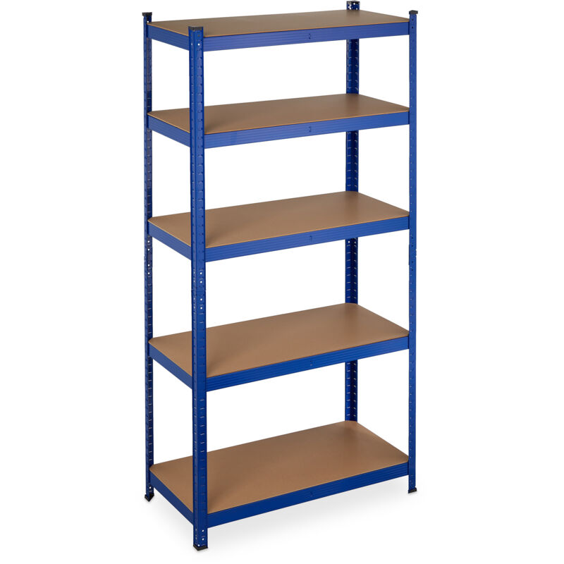 2 x Relaxdays tagère à charge lourde, capacité 875 kg, 5 niveaux, à assembler, cave, garage, acier, hlp 180x90x45 cm