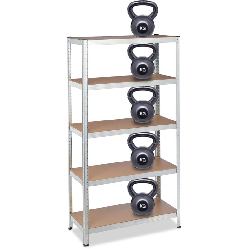 Tagère à charge lourde, Lot de 2, 180x90x45 cm, capacité de 1325 kg, 5 niveaux, à assembler, cave, garage, acier, blanc