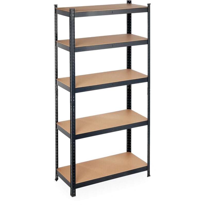 Tagère charge lourde, Lot de 2, Meuble de rangement à clip,5 étages, cave, garage 875kg, 180x90x40 cm, noir - Relaxdays
