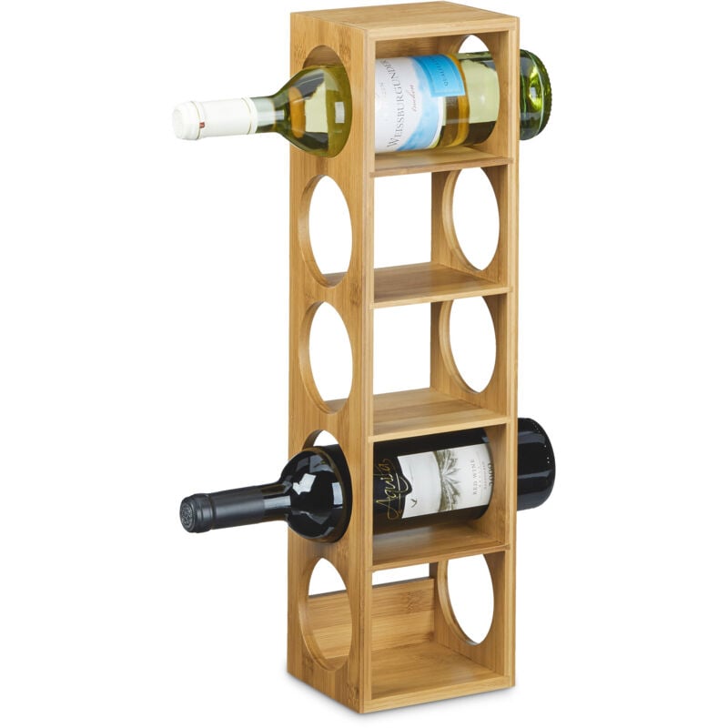 Étagère à vin en bambou, lot de 3, 5 emplacements chacune, bambou, design moderne, HLP : env. 53 x 14 x 12 cm, nature