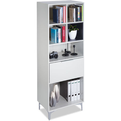 Relaxdays Tall Office Cabinet Cubus Free Standing Bookshelf With