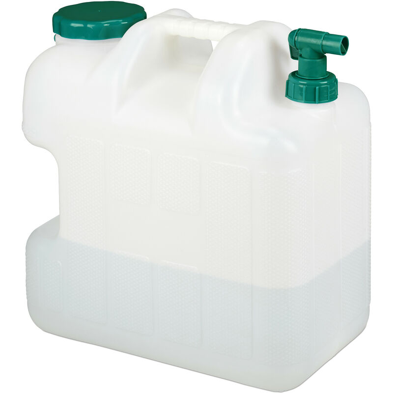 Relaxdays Water Canister With Tap, 25 Litres, Camping Container, Bpa-free Plastic, Wide Opening, Handle, White/green