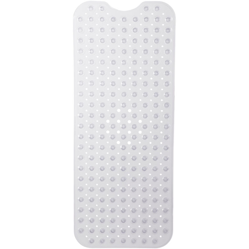 Tapis de bain, extra-large, design, Bath mat avec ventouses, Carpette de bain lavable, 97 x 39 cm, transparent - Relaxdays