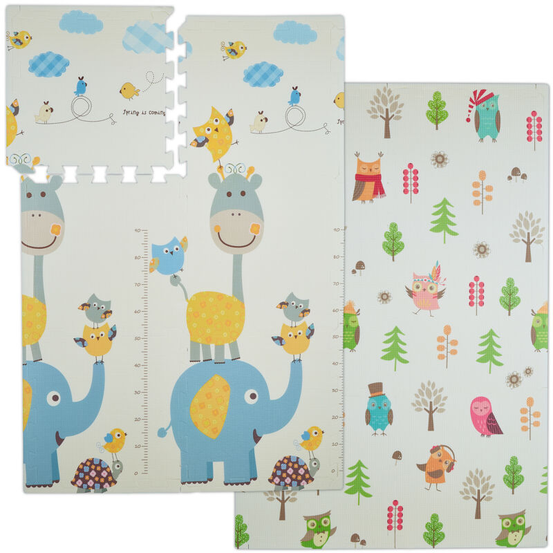 Tapis de jeu avec motifs différents de chaque côté, sans substances nocives, en mousse, 120 x 175 cm, coloré - Relaxdays