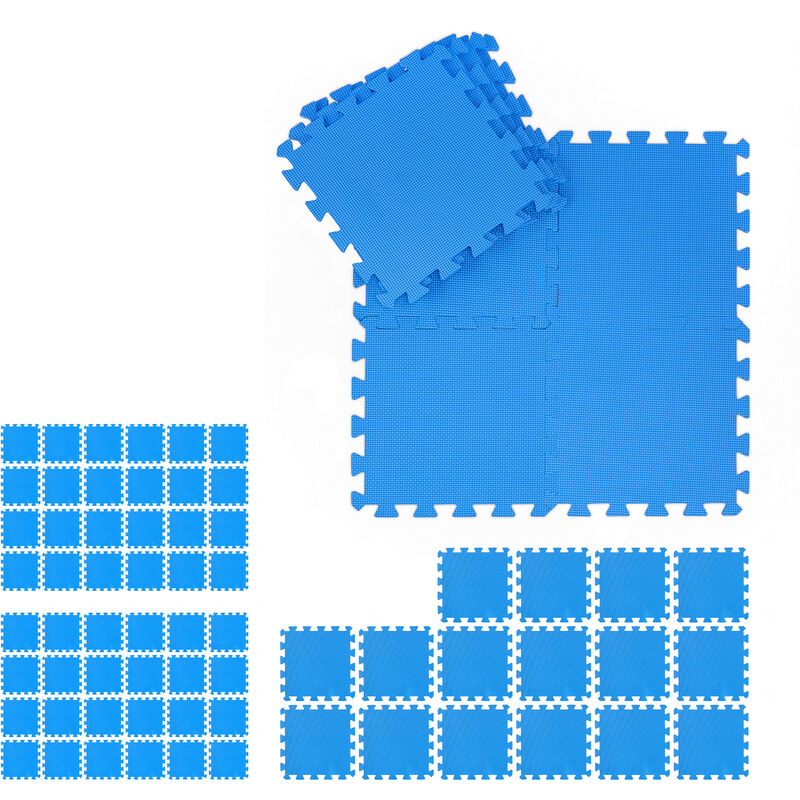 Tapis de sol 72 nattes pour fitness et appareils de sport, EVA, sans BPA, superficie 6,48 m², lxP 30x30 cm,bleu