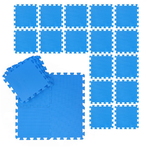   Tapis de sol 24 nattes pour fitness et appareils de sport, EVA, sans BPA, superficie 2,1 m²,lxP 30x30 cm,bleu