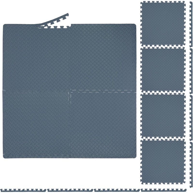 32x Tapis de sport, 60x60 cm, eva, surface totale 12 m², protection, pour appareils de fitness, gris