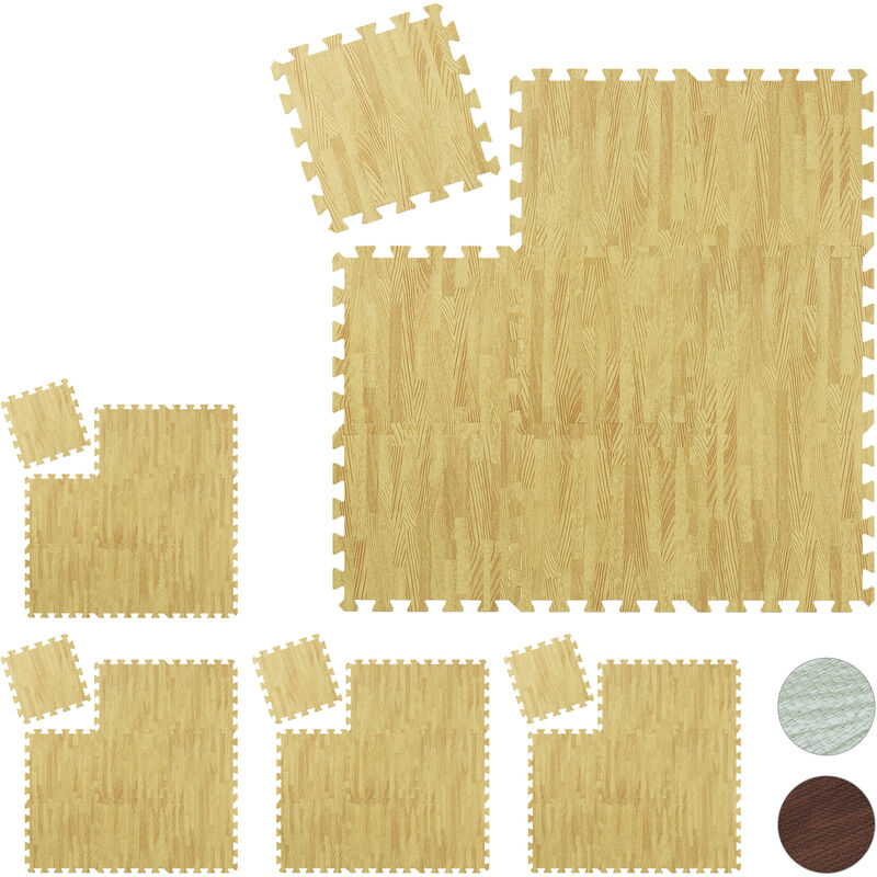 Relaxdays Floor Protection Mat, 36 Puzzle Pads For Sports & Fitness Equipment, 0.85 M², Eva Foam, Bpa-free, Brown