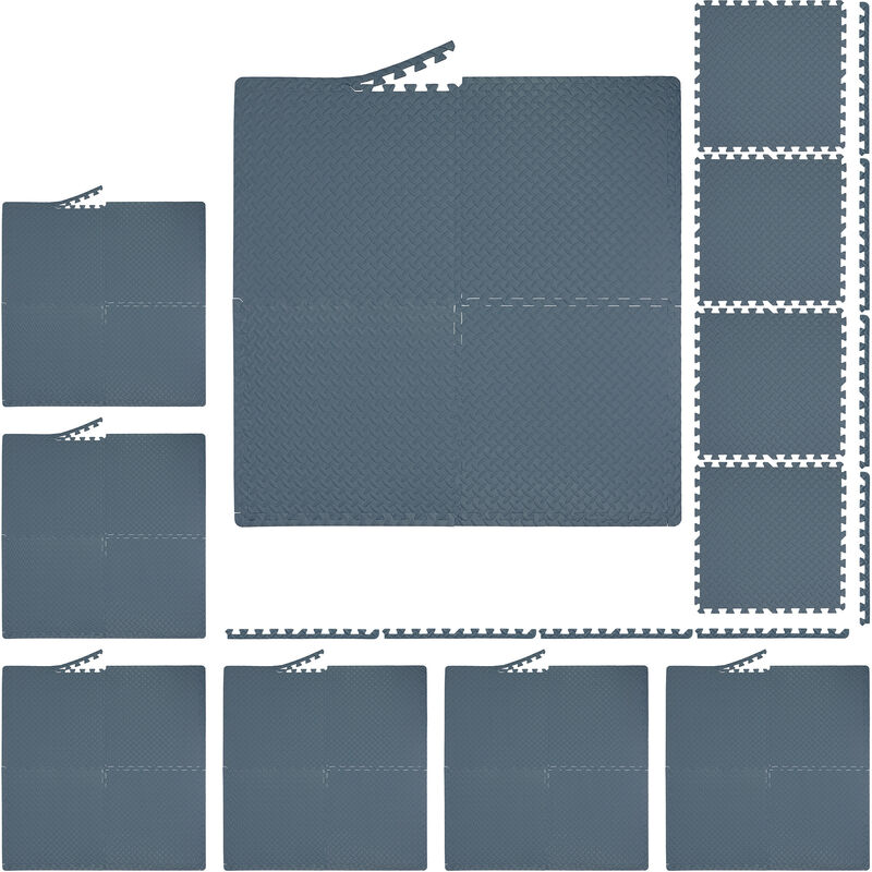 Relaxdays - Floor Mat, 32 Protective Mats For Sports & Fitness Equipment, Bordered, eva, Surface 12m², WxD: 60x60 cm, Grey