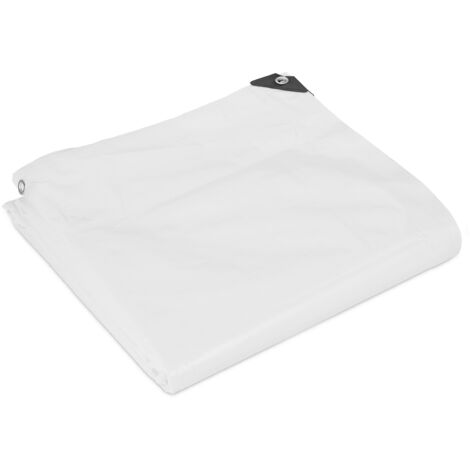 Relaxdays tarpaulin, 140g/m² material thickness, tarp, cover, tearproof & waterproof PE material, 2 x 3 m, white