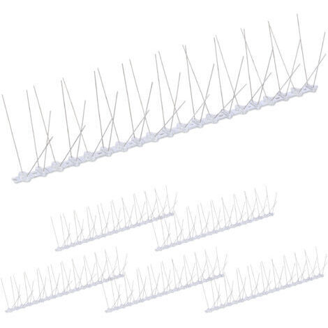 Relaxdays Taubenabwehr 6er Set, Edelstahl Spikes, 4-reihig, silber, 10,5 x 50,5 x 14 cm