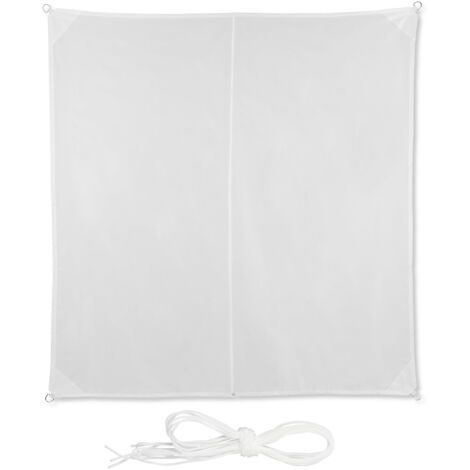 Relaxdays Tenda a Vela Quadrata, Idrorepellente, Anti UV, con Corde di Supporto, Terrazza e Giardino, LxP: 3x3 m, Bianca