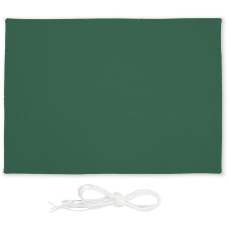 Relaxdays Tenda a Vela Rettangolare, Idrorepellente, Corde di Supporto, Terrazza, Ombra, Giardino, HL 3,5x4,5 m, Verde