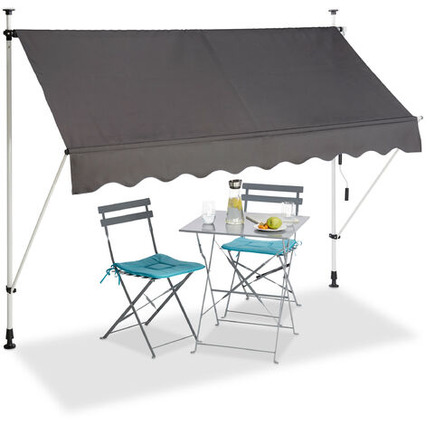 Tenda da sole con bracci 250 cm estensione 250 cm grigio cenere