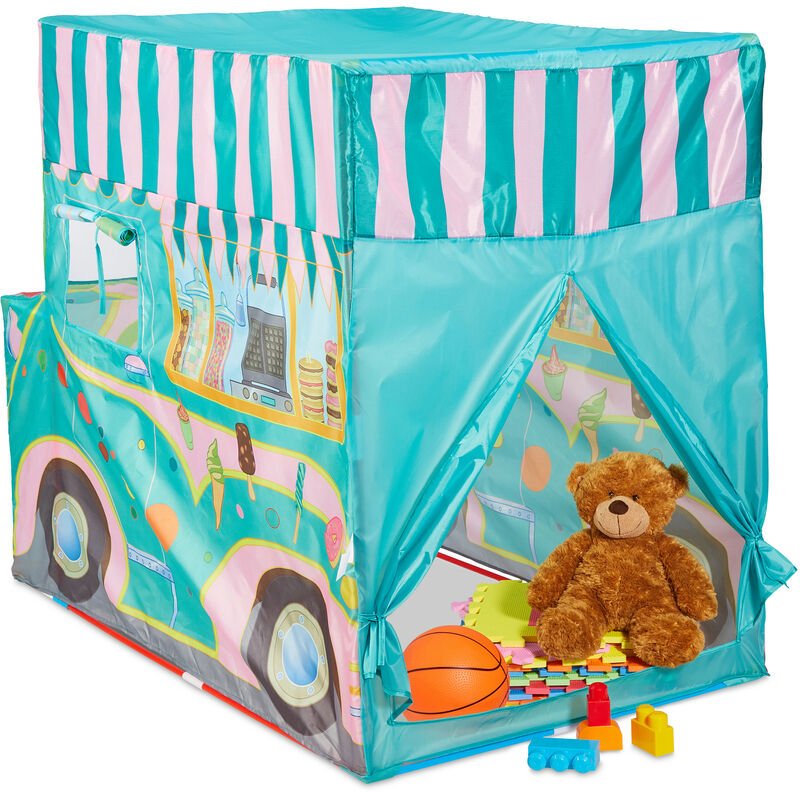 Children's Play Tent, Ice Cream Truck, Pop Up, House, Indoor, Outdoor, Game, HxWxD: 100x70x120cm, Colourful - Relaxdays