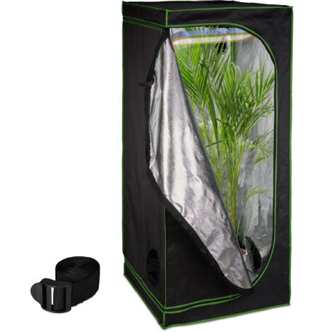 Relaxdays Tenda per Coltivazione Idroponica, Serra per Piante da Interno, Telo Riflettente HLP: 180x80x80 cm, Nero Verde
