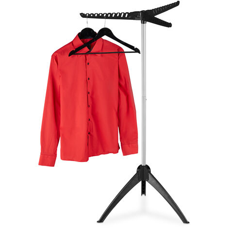 Relaxdays Tendedero Vertical Plegable, Camping, Balcón, Tenderete Secador Ropa, Ahorra Espacio, 192 x 62 cm, Negro/Gris