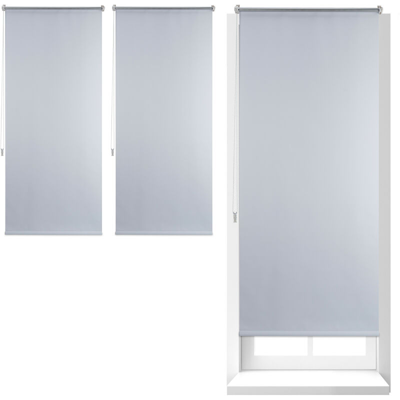 Set Of 3 Relaxdays Thermal Blackout Blinds, Heat Protection, Side-pull Roller Shades, No Drilling, 70x160cm, White