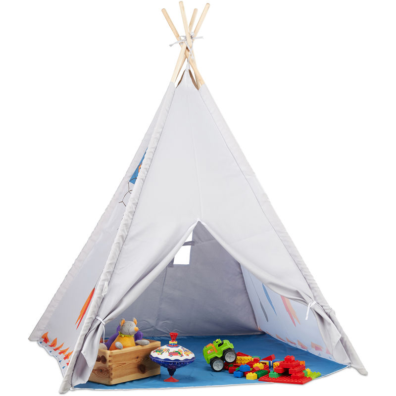 

Tienda Tipi Niños para Exterior e Interior, Casa Juguete Infantil, Poliéster, 155 x 125 x 125 cm, Gris