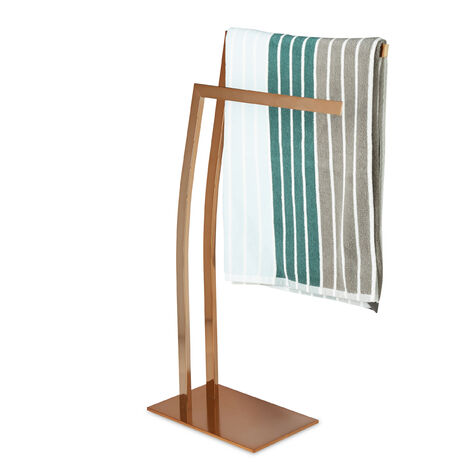 Relaxdays Toallero de Pie WIMEDO Rectangular, Acero, Cobre, 80 x 32 x 20 cm