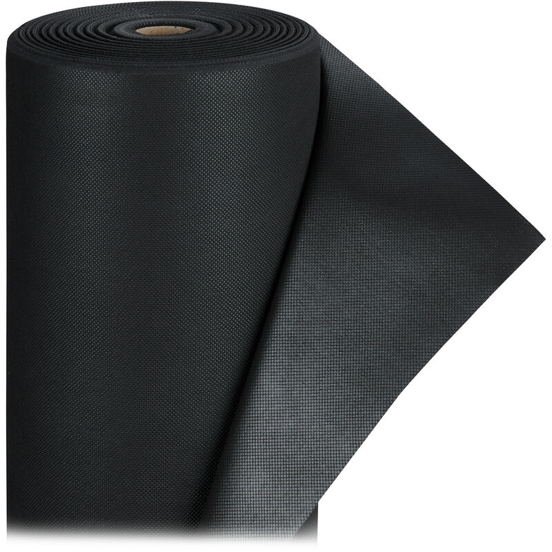 Toile de paillage anti-mauvaises herbes, 220g/m² perméable et robuste, résiste aux uv, 1 x 50 m, noir - Relaxdays