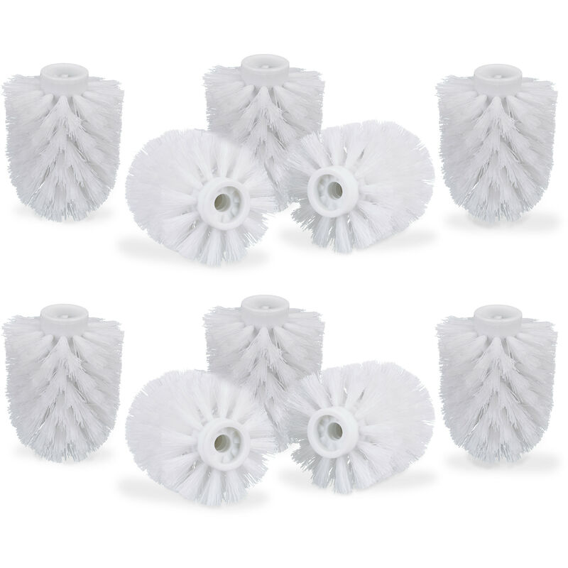 Relaxdays Toilet Brush Head Set Of 10, Loose Toilet Brushes, 9.5 Mm Threads, Replacement Heads, Diameter 7 Cm, White
