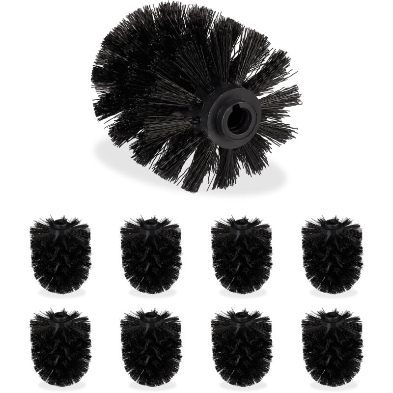 Relaxdays - Set of 36 Toilet Brush Replacement Heads, Pack Of wc Brushes, Plastic, 12 mm Thread, d: 7 cm, Black