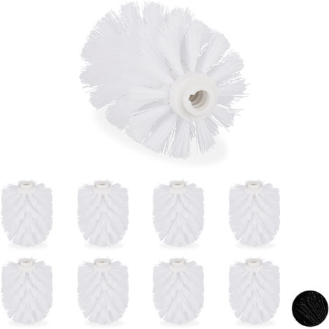 main image of "Relaxdays Toilet Brush Replacement Heads, Set Of 9, Pack Of WC Brushes, Plastic, 12 mm Thread, D: 7 cm, White"