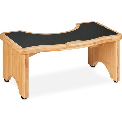 Relaxdays Toilettenhocker, Stuhlgang Unterstützung, Klohocker Erwachsene, Bambus, HBT 18,5 x 44,5 x 26 cm, natur/schwarz