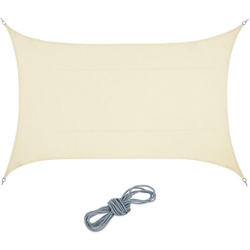 Relaxdays - Voile d'ombrage rectangulaire, imperméable, concave, toile soleil avec tendeurs, 5 x 7 m, beige