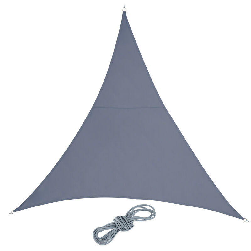 Relaxdays - Voile d'ombrage triangulaire, forme concave, tissu pes, imperméable, tendeurs, 3 x 3 x 3 m, gris foncé