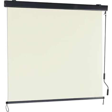 Relaxdays Toldo Vertical, 250 x 160 cm, Estor Exterior Manivela, Protección contra Sol y Miradas, Balcón, Terraza, Beige