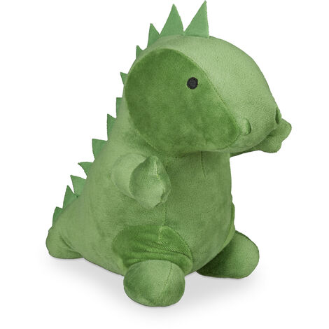 Relaxdays Tope Puertas Dinosaurio, Tela, Relleno Arena, para Suelo, Interior, Pesado, Sujetapuertas, 24x16x24 cm, Verde