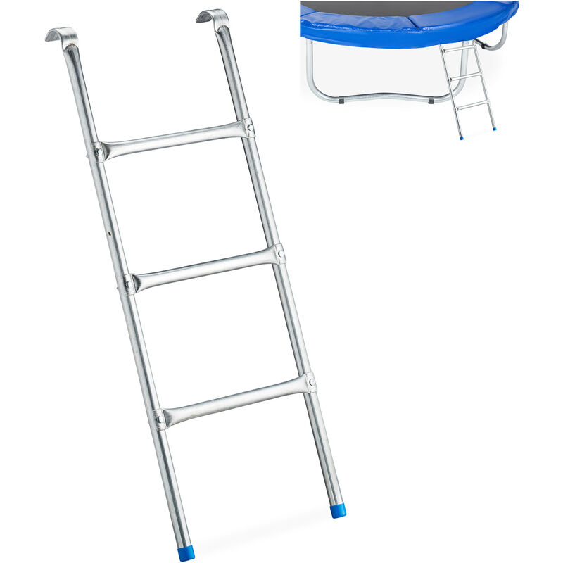 Relaxdays Trampoline Ladder, To Hang, Several Rungs,Boarding Ladder For Garden Trampoline, H x B: 97 x 38 cm, Silver