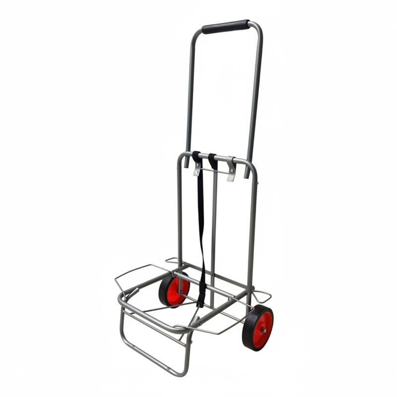 Relaxdays Folding Transport Trolley, Padded Handle, 2 Large Rubber Wheels, Tension Straps, Up To 35 Kg, Compact, Grey