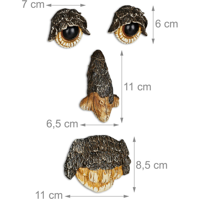 Relaxdays Tree Face Forest Spirit 4 Piece Tree Trunk Decoration
