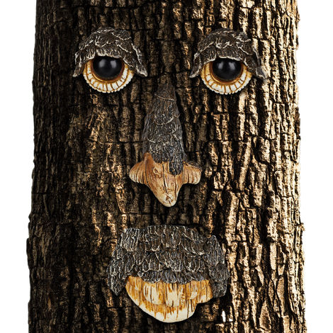 Relaxdays Tree Face Forest Spirit 4 Piece Tree Trunk Decoration