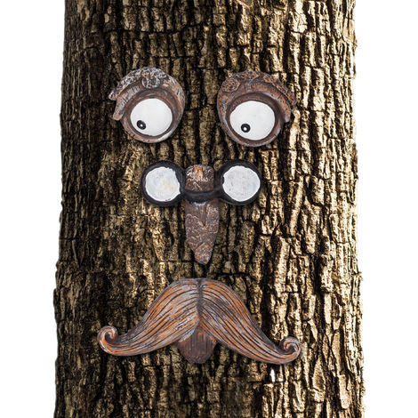 Relaxdays Tree Face Old Man 4 Piece Tree Trunk Weatherproof