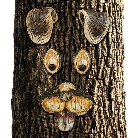 Relaxdays Tree Face Rabbit 5 Piece Tree Trunk Decoration