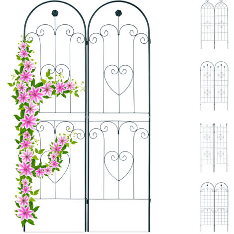 Relaxdays – Treillis jardin fer set de 2 – Dimensions 180 x 50 cm – Support pour plantes grimpantes – Couleur vert foncé